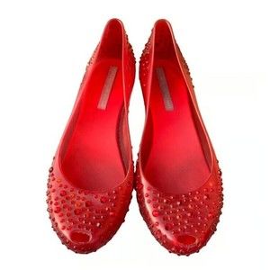 Ruby Red Ballet Melissa Sequined Shoes Jelly Flats Womens sz 6
